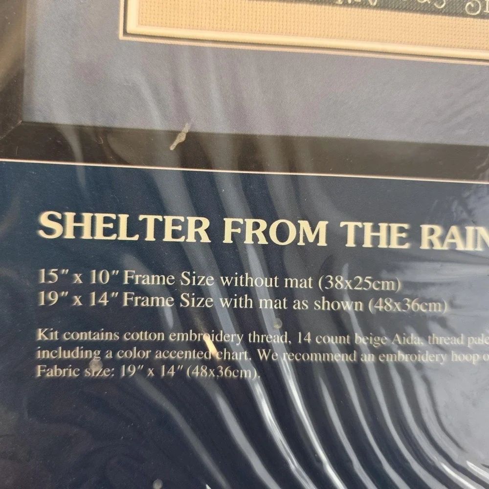 Sunset Designs Vintage‎ SHELTER FROM THE RAIN 13635 Counted Cross Stitch 1997